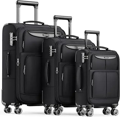 Set 3 Piece Expandable Lightweight Spinner Suitcase