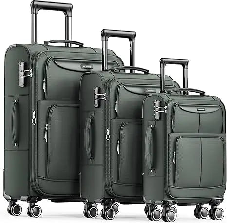 Set 3 Piece Expandable Lightweight Spinner Suitcase