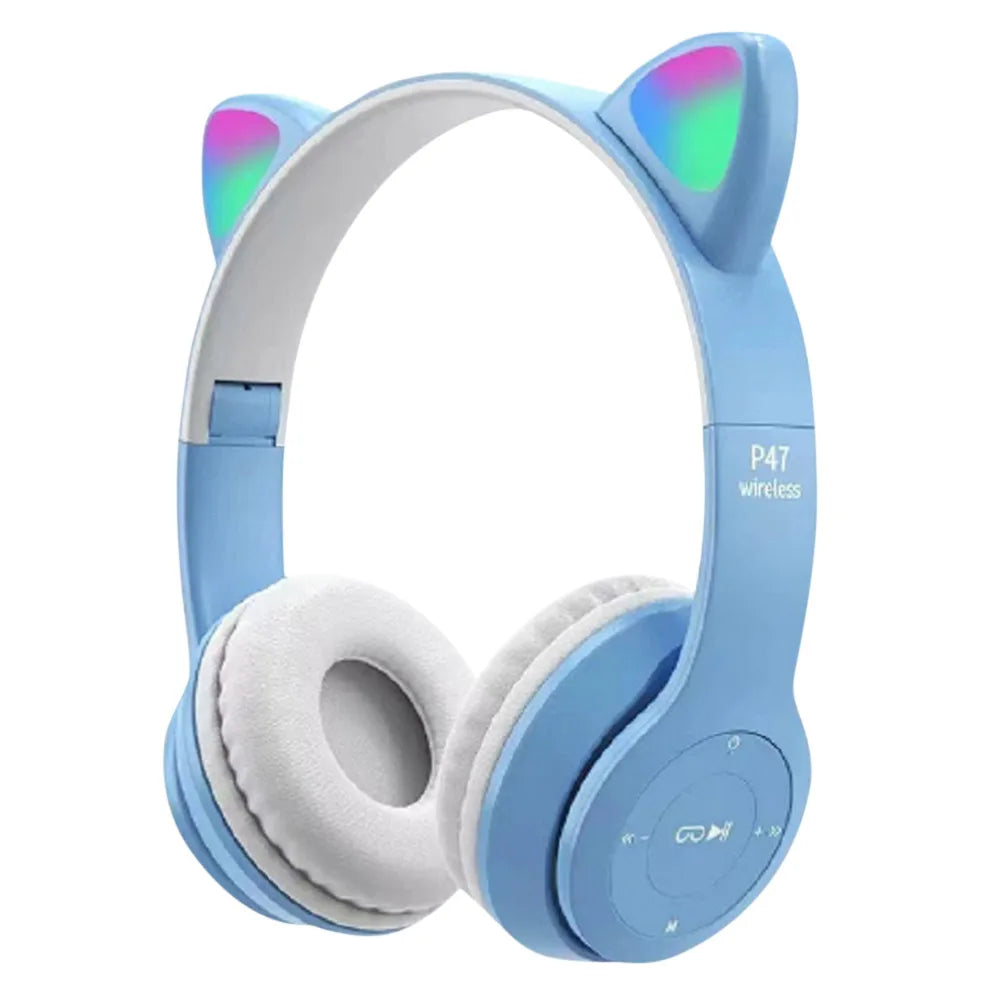 Flash Light Cute Cat Ears Wireless Headphone