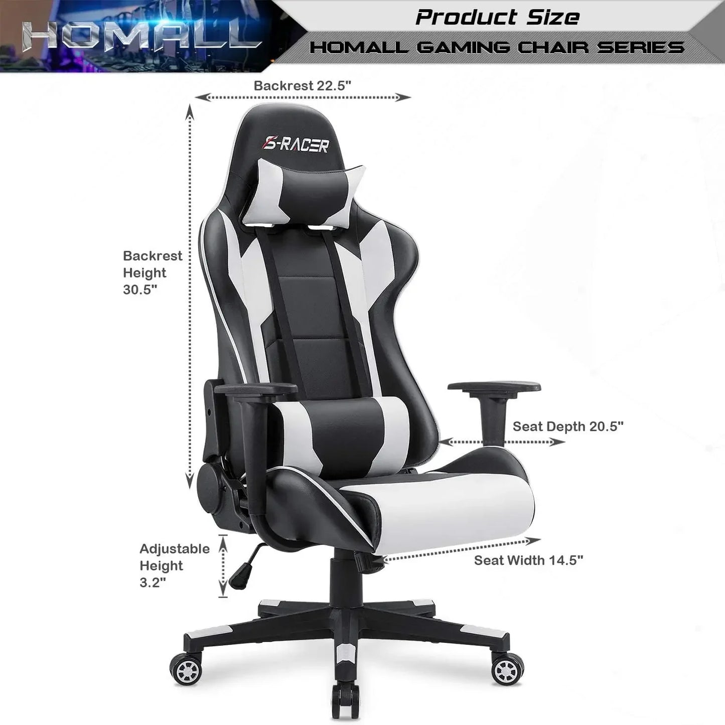 Gaming Chair, Office Chair High Back Leather