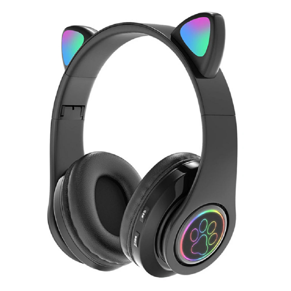 Flash Light Cute Cat Ears Wireless Headphone