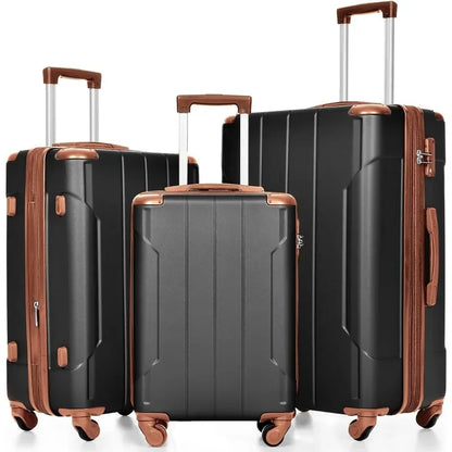 Set 3 Piece Expandable Lightweight Spinner Suitcase