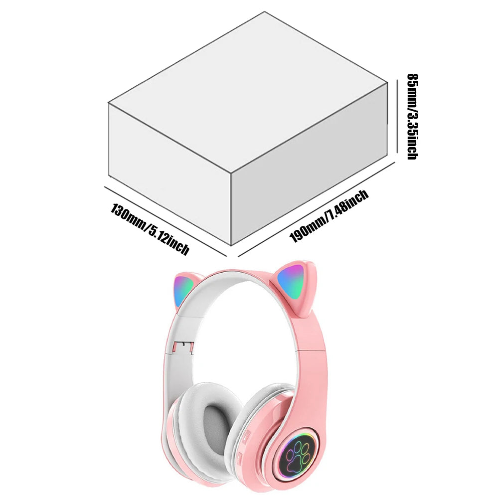 Flash Light Cute Cat Ears Wireless Headphone