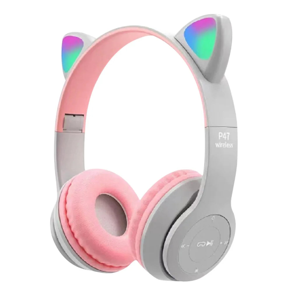 Flash Light Cute Cat Ears Wireless Headphone