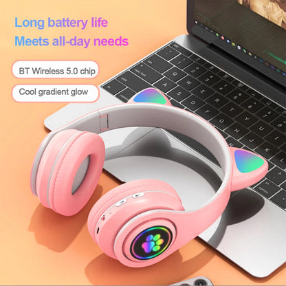 Flash Light Cute Cat Ears Wireless Headphone