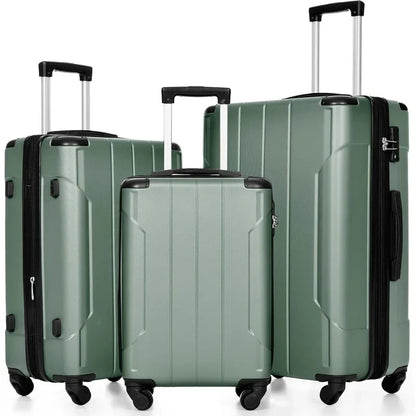 Set 3 Piece Expandable Lightweight Spinner Suitcase