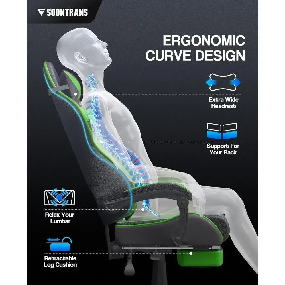 Ergonomic Game Chair With Adjustable Headrest