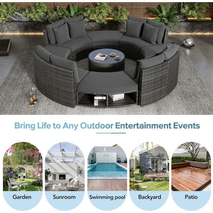 9 Piece Patio Outdoor Furniture