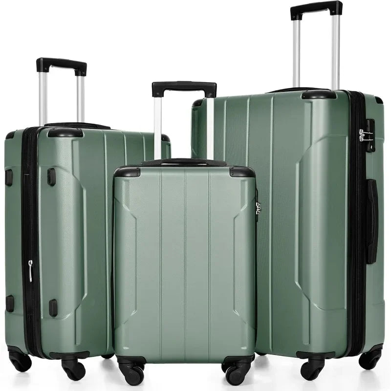 Set 3 Piece Expandable Lightweight Spinner Suitcase