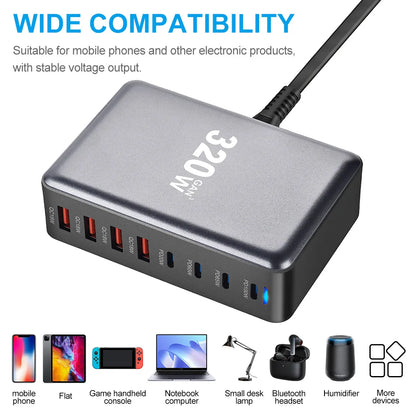 320W 8 Ports Fast Charging Station 4 USB