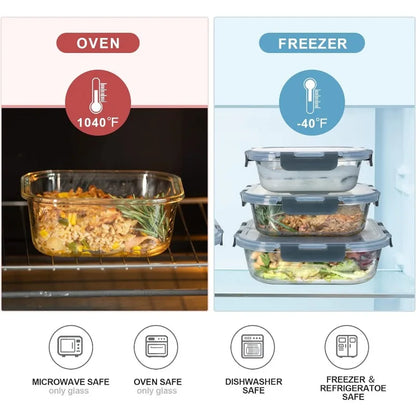 Glass Food Storage Containers with Lids Airtight