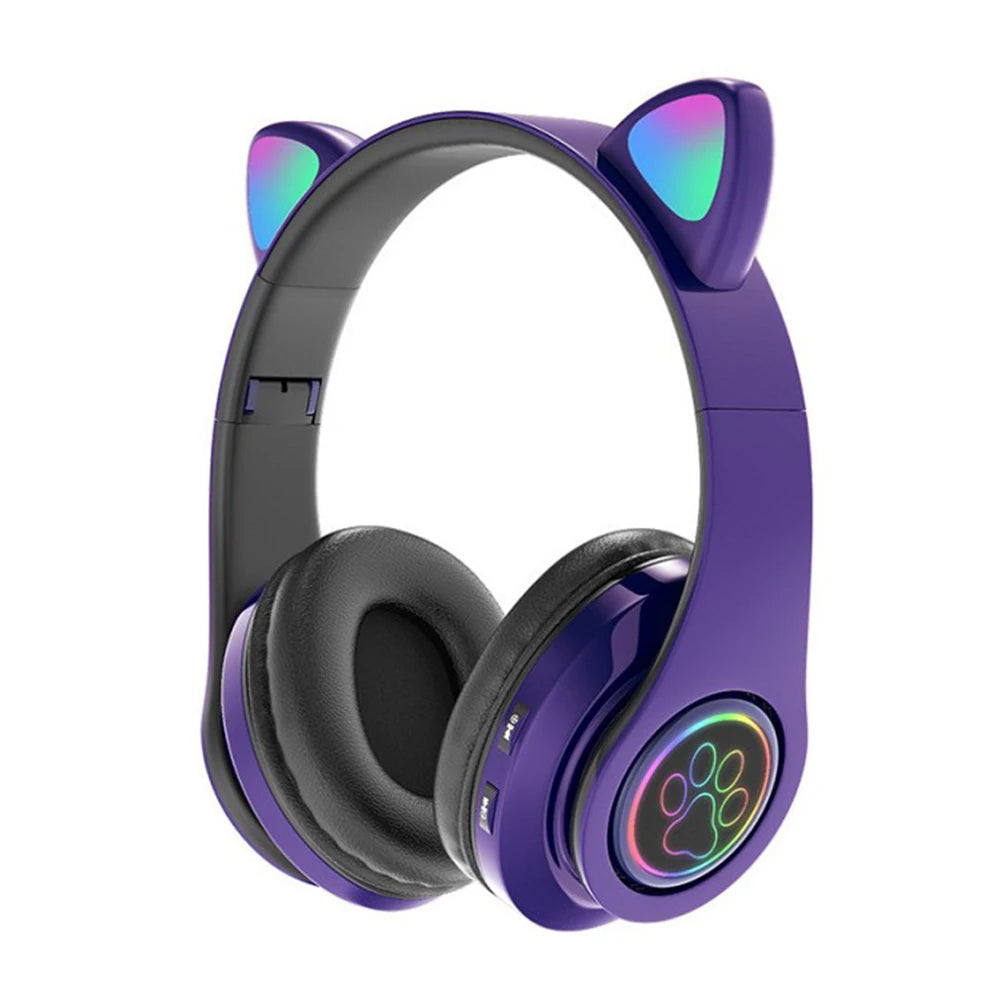 Flash Light Cute Cat Ears Wireless Headphone