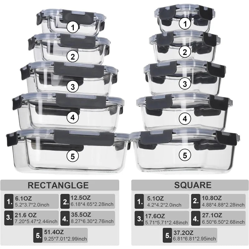 Glass Food Storage Containers with Lids Airtight