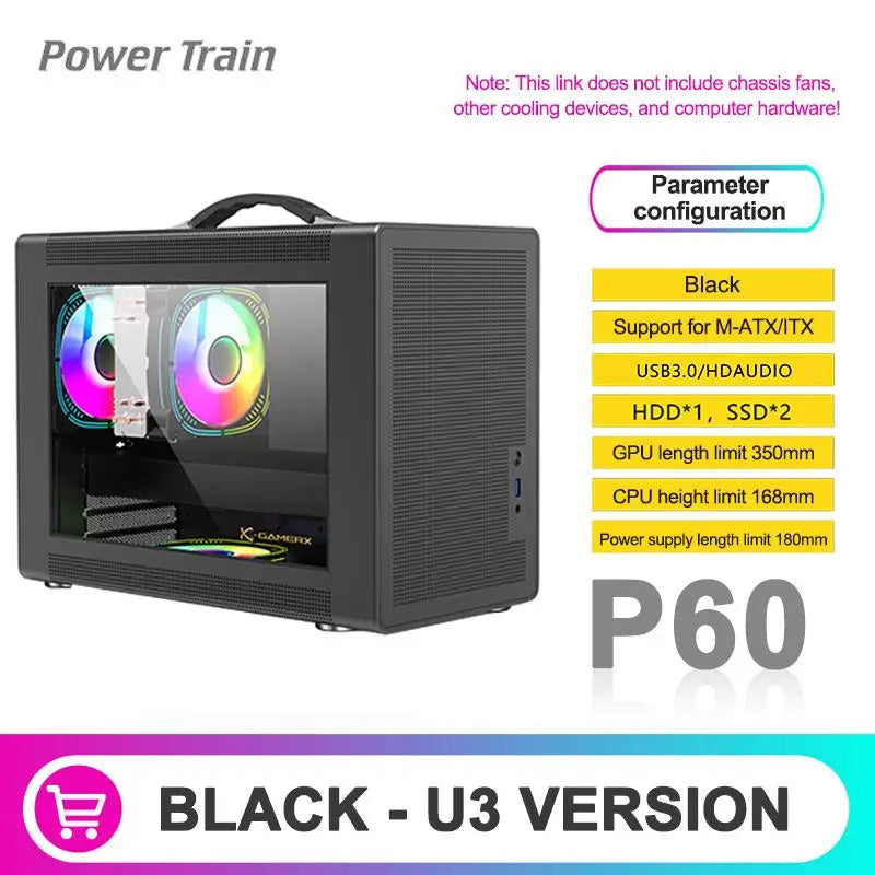 To Power Train P60 M-ATX Portable Computer Case