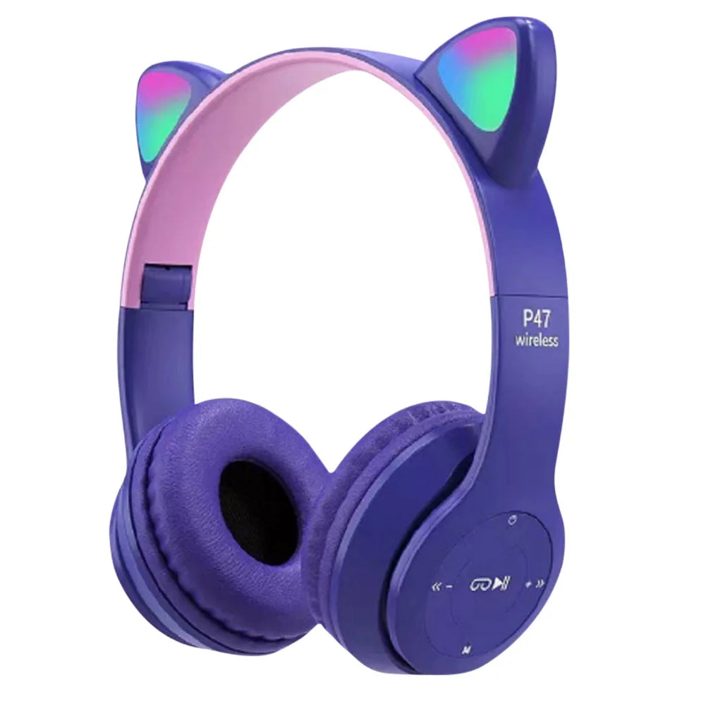 Flash Light Cute Cat Ears Wireless Headphone