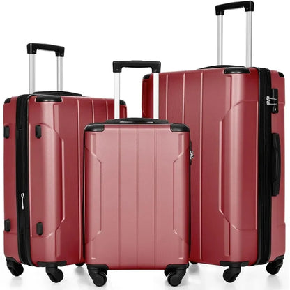 Set 3 Piece Expandable Lightweight Spinner Suitcase