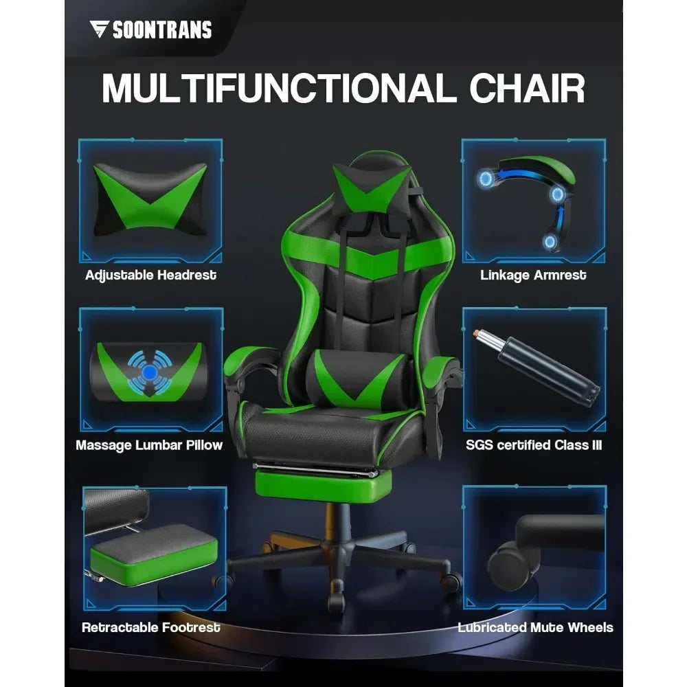 Ergonomic Game Chair With Adjustable Headrest