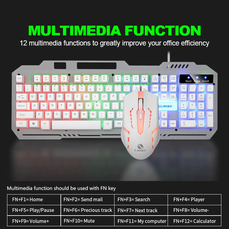 T25 Wired Keyboard Mouse Set LED Luminous