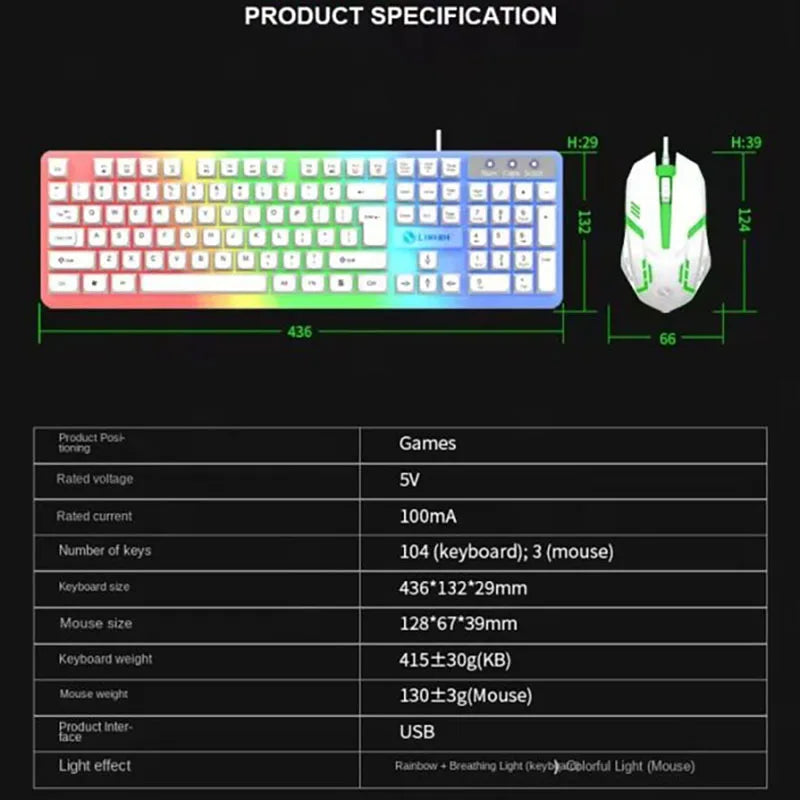 Upgraded GTX350 Keyboard Mouse Kit USB Wired