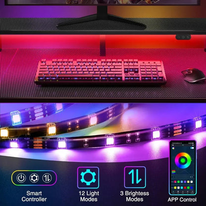 L Shaped Gaming Desk with LED Lights