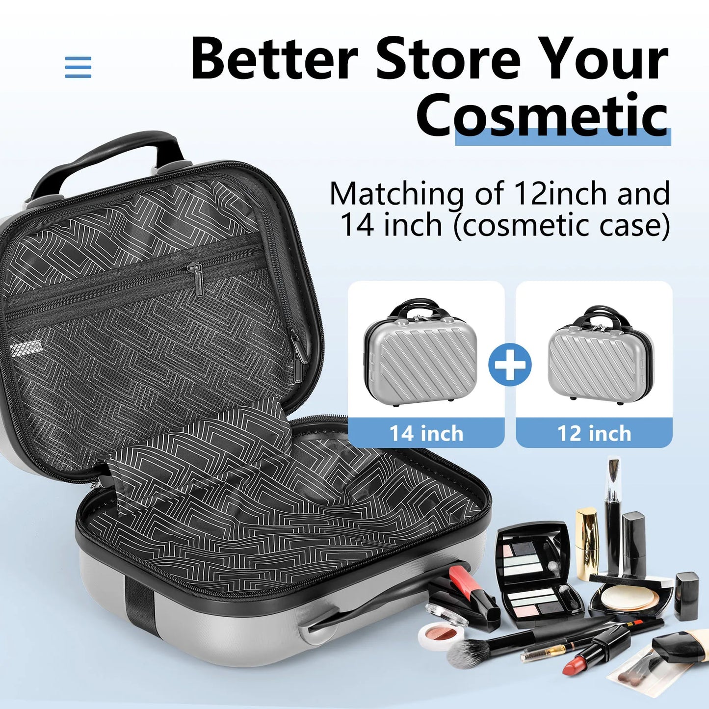 Luggage Set Silver Suitcase