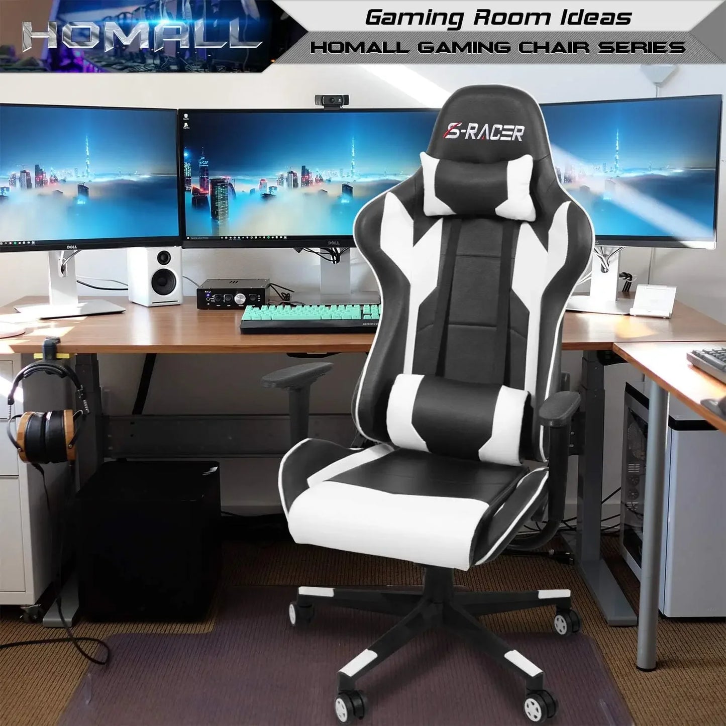 Gaming Chair, Office Chair High Back Leather