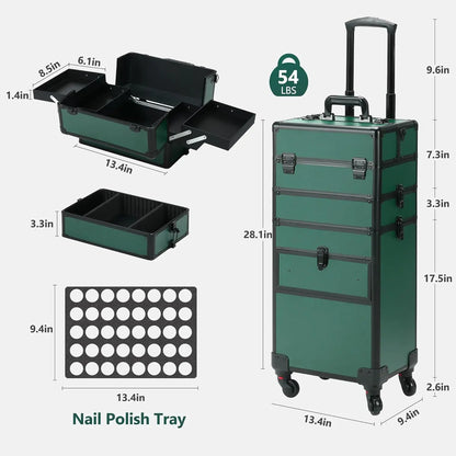 Rolling Makeup Case with Drawer